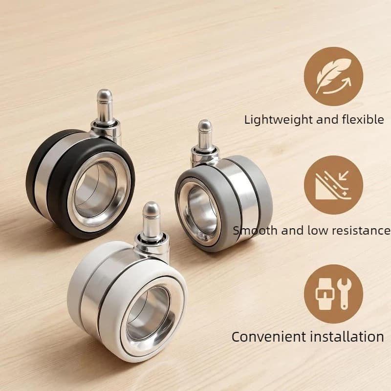 Universal Circlip‑Type Caster Wheels Gaming Chair Replacement Roller Office Swivel Chair Hollow Casters & Furniture Hardware