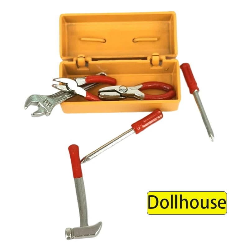 1 set miniature toolbox for doll house la toolbox + 6 tools di hand-made tool set furniture accessories model decorations for doll house gift toys