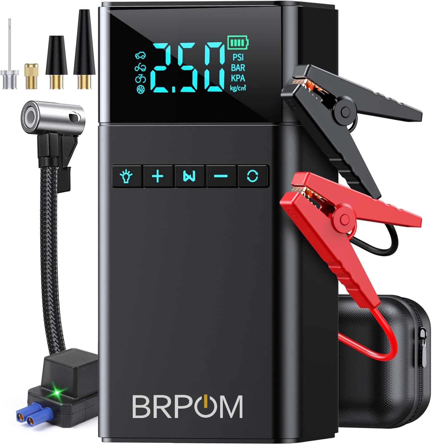 Accumulatori e caricabatterie di riserva per avviamento di emergenza per auto con pompa d'aria Batteria da 12 V Booster Gonfiatore per pneumatici Avviatore di emergenza per auto portatile
