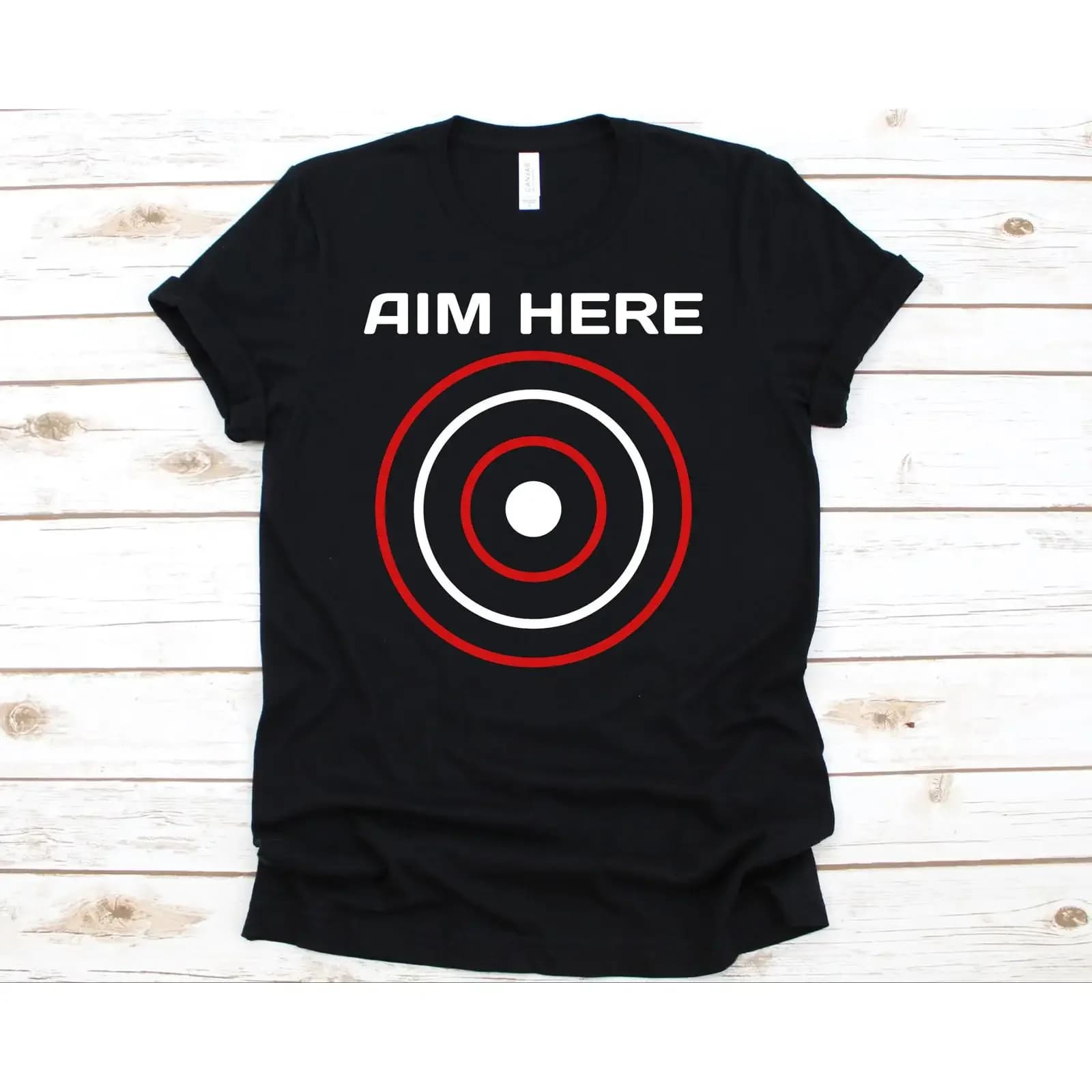 Aim Here T Shirt Darts Bullseye Target Archery Bow And Arrow Dart Players Shooting vintage Washed Stylish Top For Everyday Wear