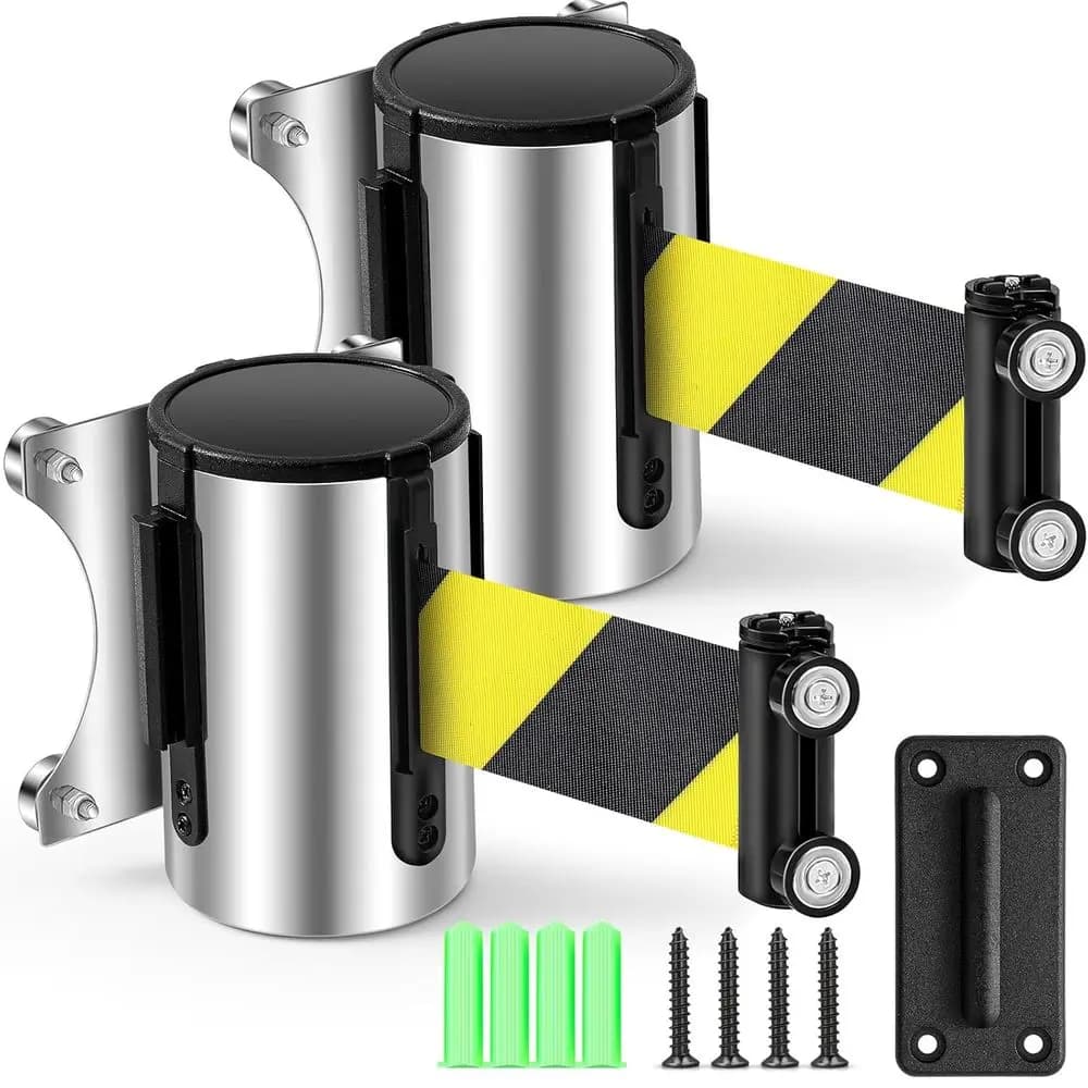 Singhoow 2 Pieces Magnetic Barrier Tape Retractable Wall 16.4t, Barrier Tape for Foll Control with Steel Case