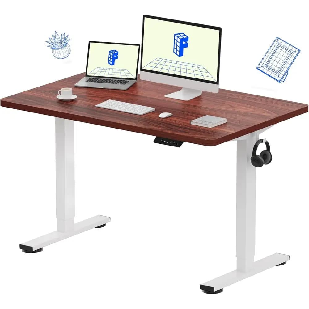 Height Adjustable Electric Desk, 48x30, Laminate Floor Thick 1 Inch, Easy Assembly for Home Office and Multi-Monitor Use