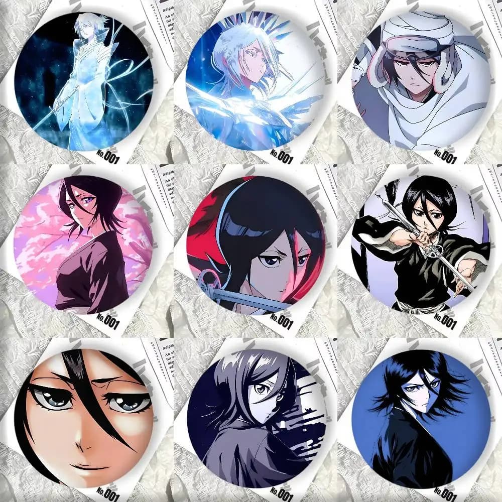 Anime B-Bleach Kuchiki Rukia Manga Round badge lapel pin backpack clothing jewelry accessories gift brooch
