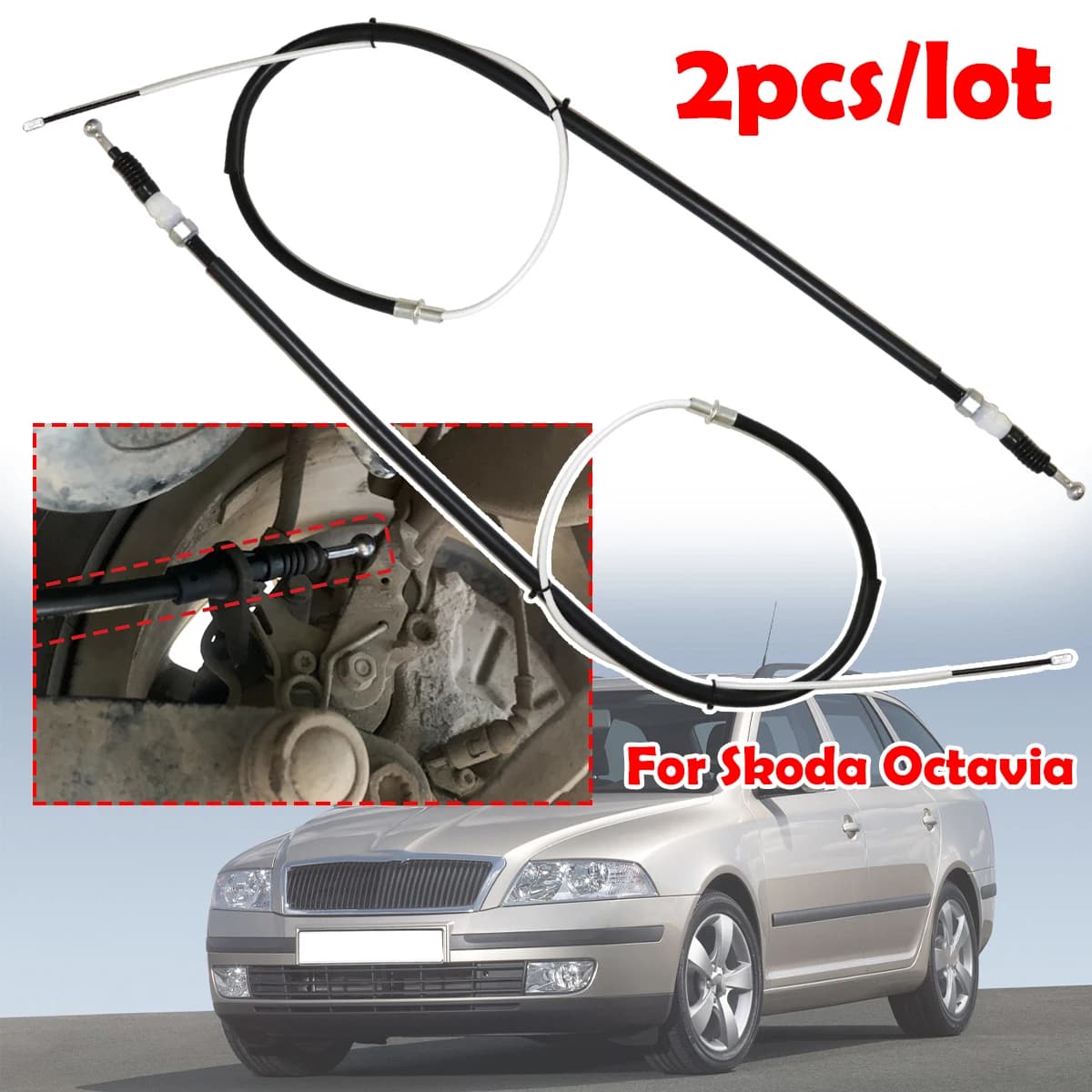 2Pcs Rear Left Right Parking Brake Handbrake Cables Heavy Duty Corrosion Resistant Parts Bonus Ties For Skoda Octavia II A5 Yeti