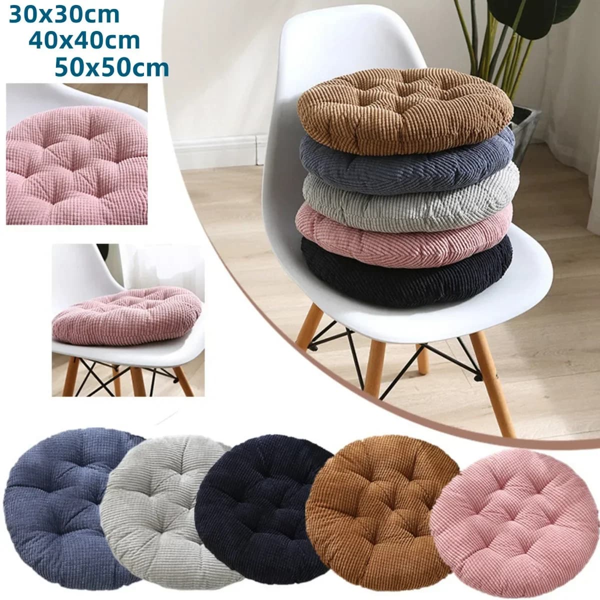 30/40/45 cm Semplice velluto a coste ispessito cuscino rotondo cuscino per sedia cuscino grasso futon cuscino per pavimento tatami / cuscino per sedia