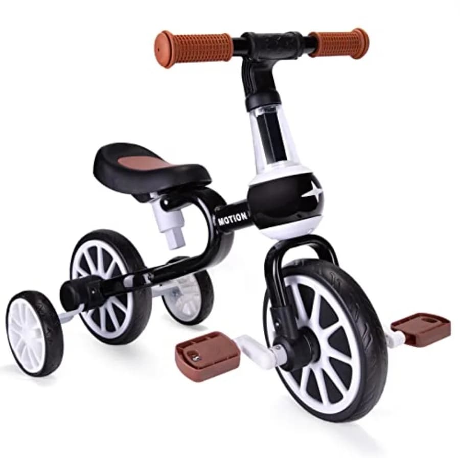 Triciclo per bambini rosa 3 in 1 per 2-4 anni con sedile regolabile, pedale staccabile e ruote da allenamento, bici da equilibrio per bambini