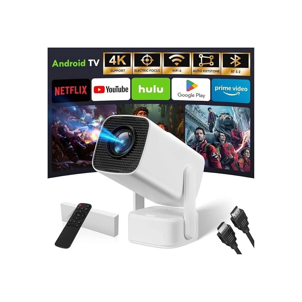 Ailexpress - Mini Proiettore 2025 Aggiornato con 4K e 1080P, Proiettore Video Portatile per Camera da Letto e Esterni, Android 13 con WiFi