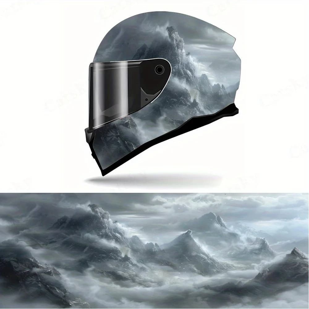 Decalcomanie per casco integrale Misty Mountain - PVC resistente e impermeabile, adesivo estetico autoadesivo per casco da corsa per moto,