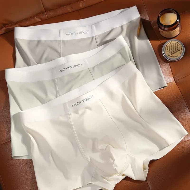 3PCS Men's Underwear Ice Silk Seamless Quick-drying Cool Seamless 10A Bacteriostatic Breathable Boxer Underwear