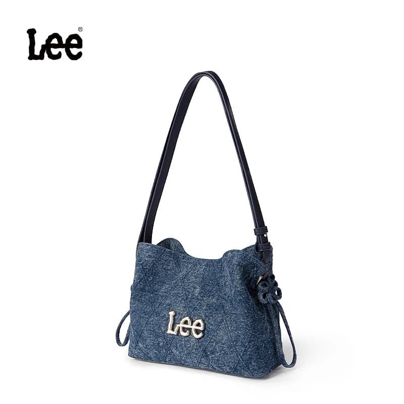LEE Borsa da donna in denim blu con nodo cinese Tendenza moda Jeans giornalieri Borsa a tracolla tote di medie dimensioni per borsa tote da pendolare da donna