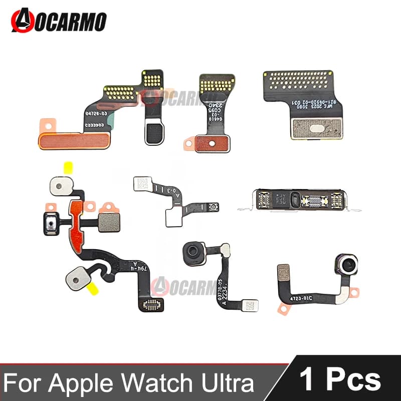 Aocarmo per Apple Watch Ultra 49mm: Scheda LCD, Microfono, Corona, Bluetooth, Scheda Piccola, Cavo Flessibile per Connessione Batteria - Ricambi per Riparazione