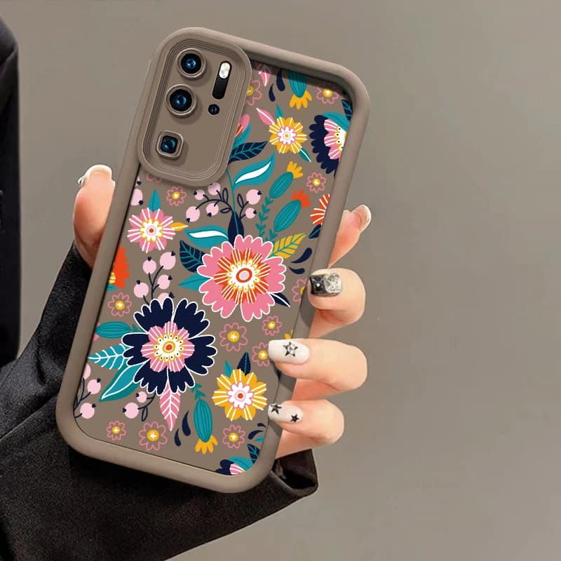 Custodia antiurto per Huawei P50 Pro P40 Lite 5G P Smart Pro Y9 Prime 2019 Y7A Y9S P30 P20 con stampa floreale in silicone