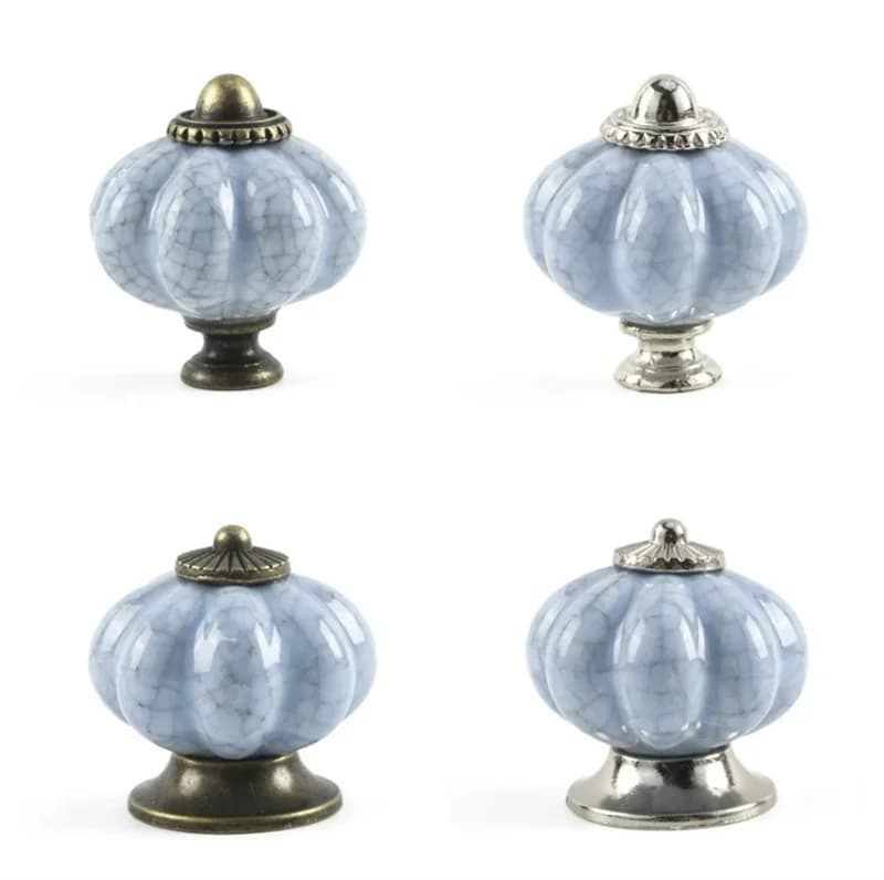 4 Pezzi Maniglie a Forma di Zucca in Ceramica per Cassetti, Maniglie Rotonde per Mobili, Maniglie per Armadi e Guardaroba per la Cameretta dei Bambini