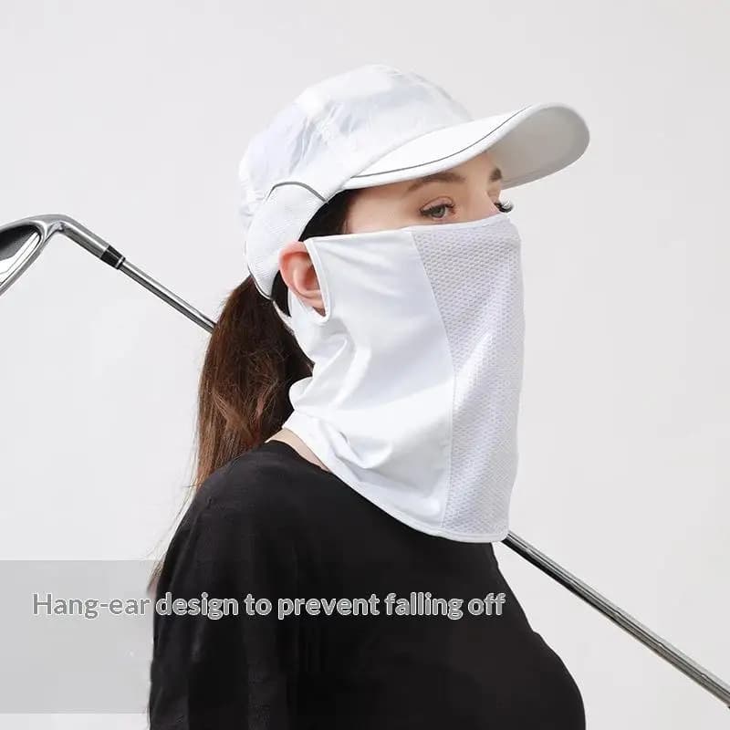 UV Protection Ice Silk Mask Summer Sunscreen Scarf Face Cover Solid Color Cooling Bib Outdoor Activities Sun Care