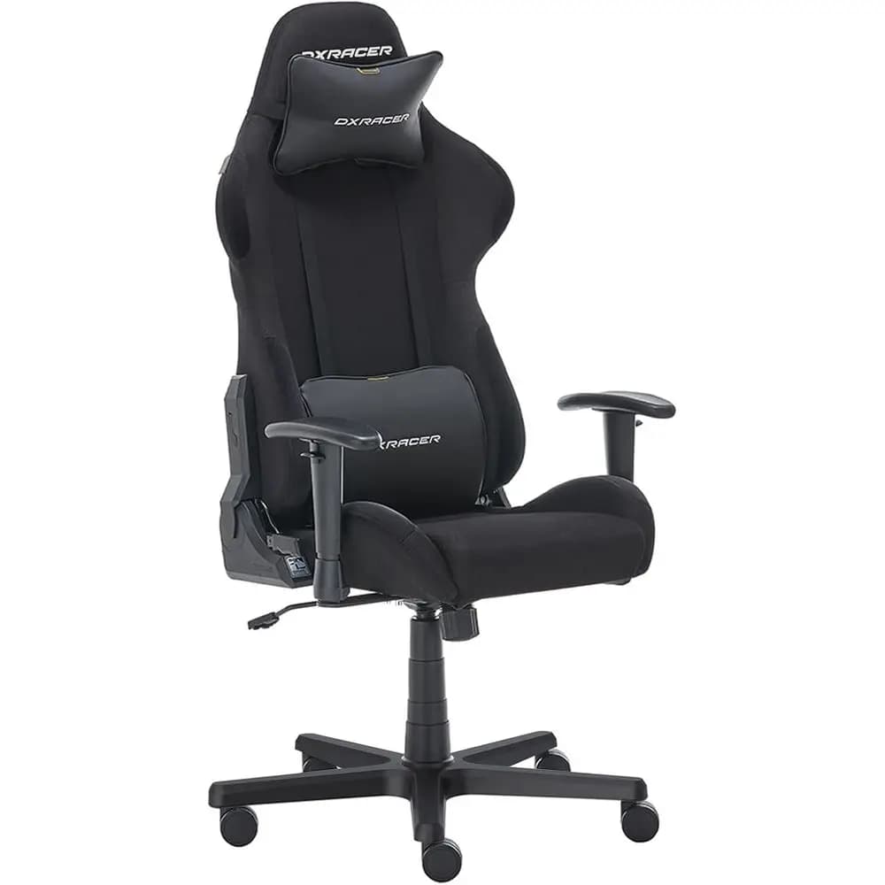 Sedia da Gaming Formula - Sedia Ergonomica per Computer e Videogiochi, Poggiapiedi in Memory Foam, Supporto Lombare, Tessuto Resistente all'Acqua, Nero