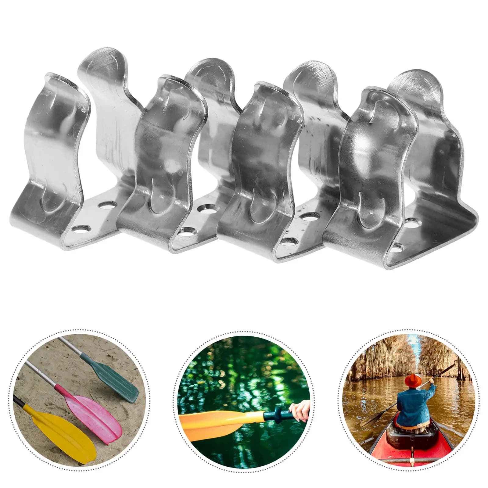 4 Pezzi Clip per Remi in Acciaio Inox di Grado Marino, Supporto a Molla per Kayak, Barca, Yacht, RV, Accessori per Montaggio Pagaie da Pesca
