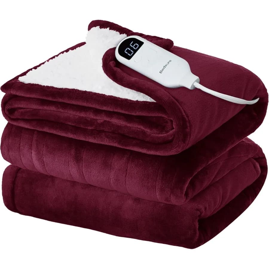Coperta elettrica a grandezza naturale - Coperta riscaldata in morbida flanella Riscaldamento rapido con 10 impostazioni di tempo e 6 impostazioni di calore Regalo caldo per G