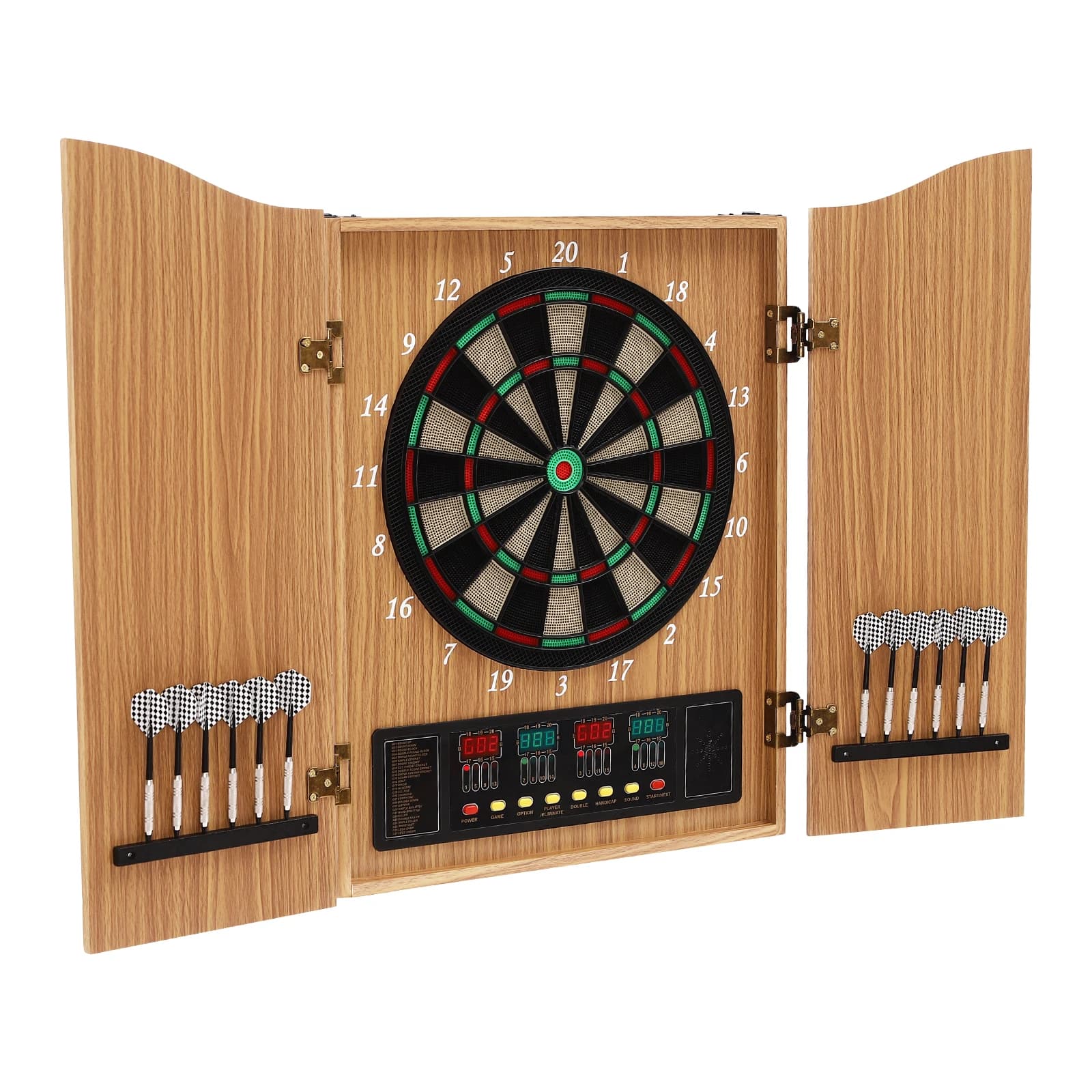 Yellow Electronic Dartboard, Dart Machine With LED Scoring Display & Voice Prompt, Soft Tip Dart Board for 16 Players, 100-240V US Plug