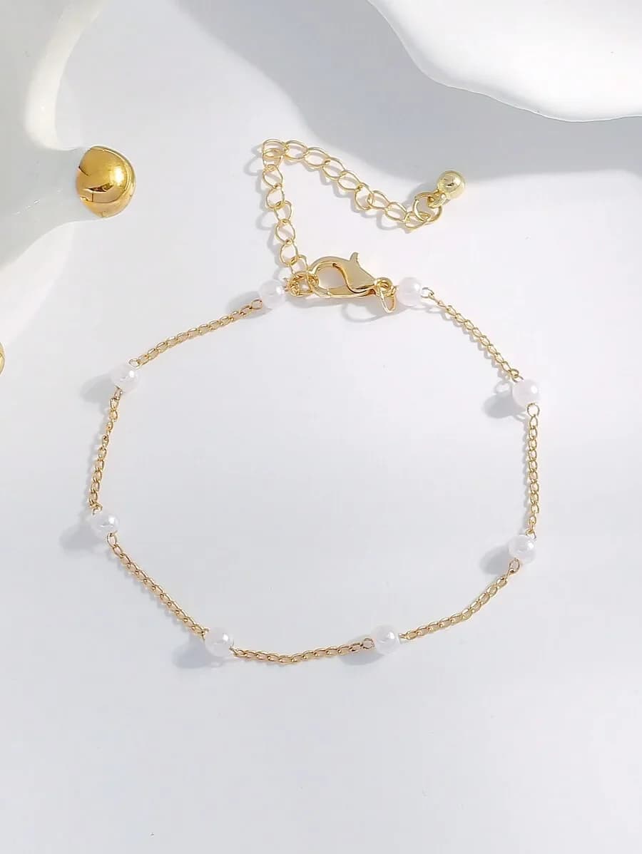 Elegant Faux Pearl Chain Bracelet For Daily Wear
