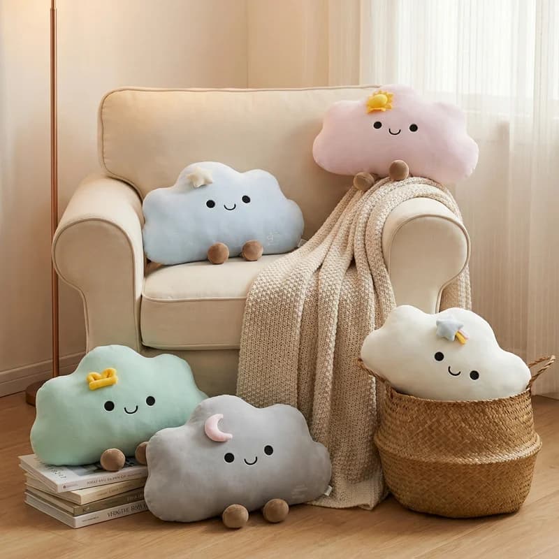 55cm Creative Cloud Shaped Pillow with Sun Moon Star Cute Cloud Cushion Home Bedroom Decor Perfect Gift for Kids Adults