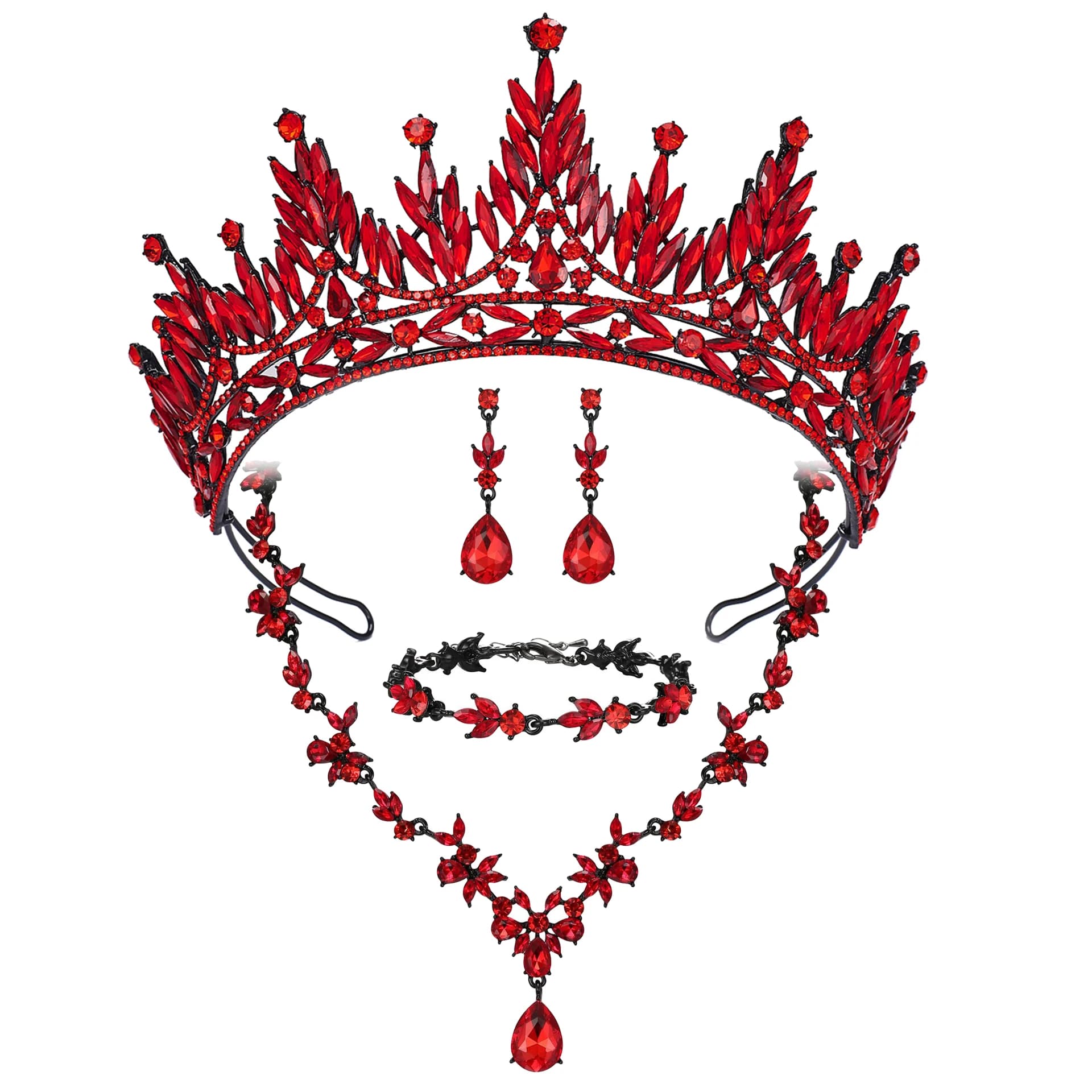 Set di gioielli con corona di diademi da principessa per donne, collana da sposa, orecchini e bracciale, accessori per regali di compleanno per feste