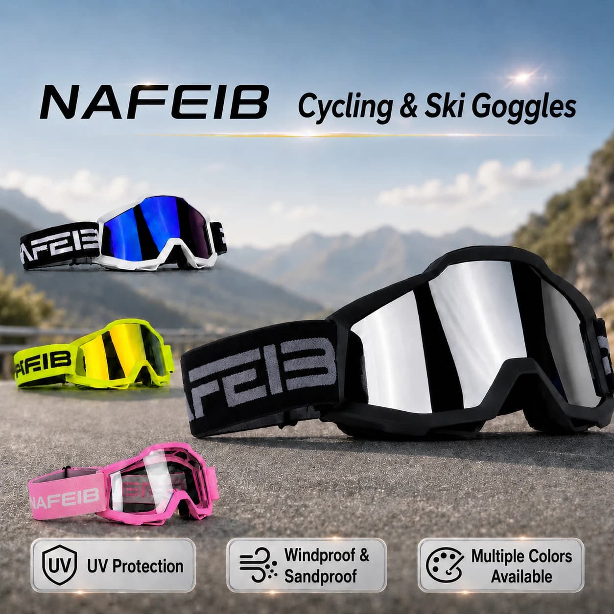 Nuovi Occhiali Unisex per Moto, Sci, Protezione di Sicurezza, Occhiali per Casco MX, Occhiali da Sole per Ciclismo