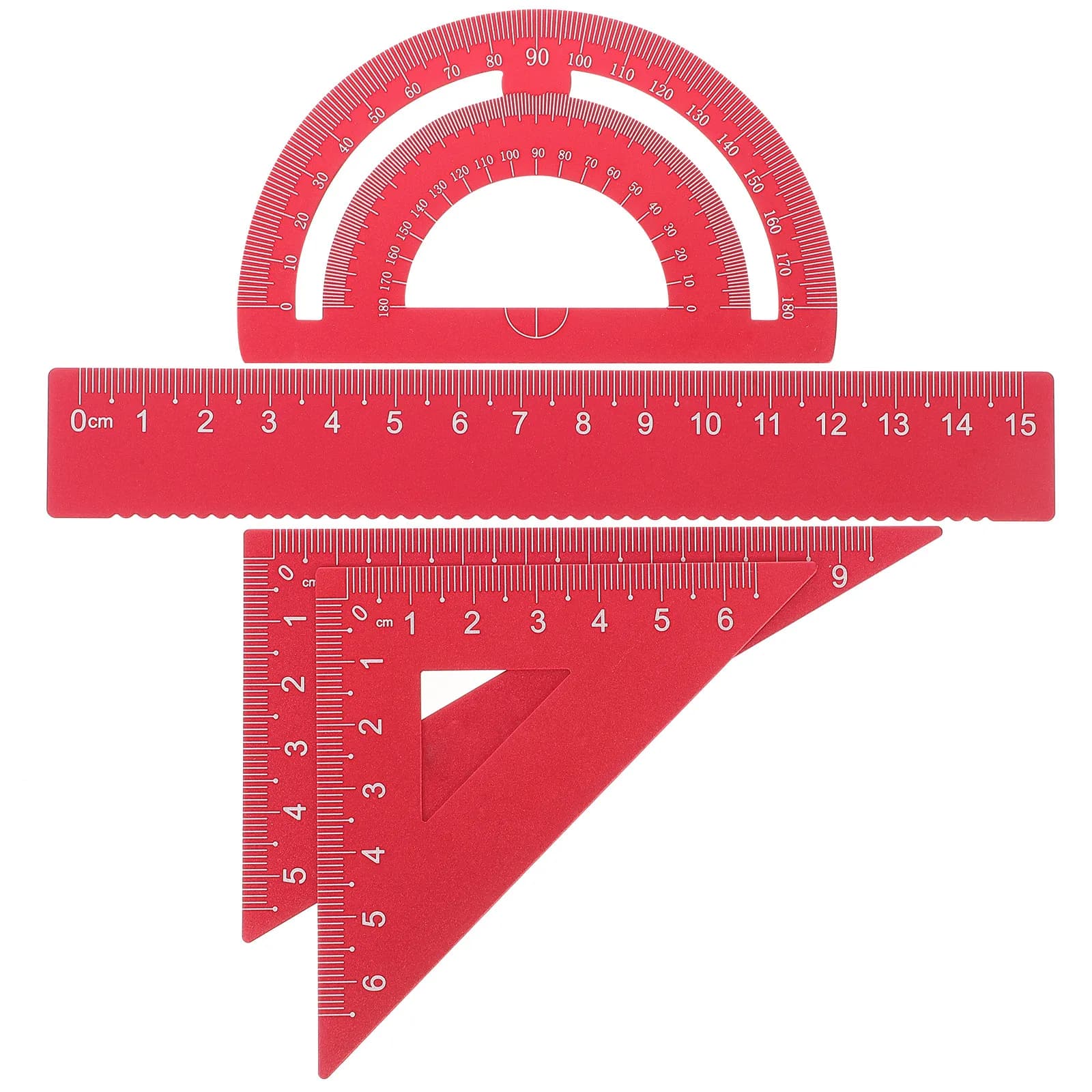 Set Premium di Righelli in Metallo Include Righello Dritto, Goniometro, Compasso e Righello Semicircolare per Studenti, Ingegneri e Artisti