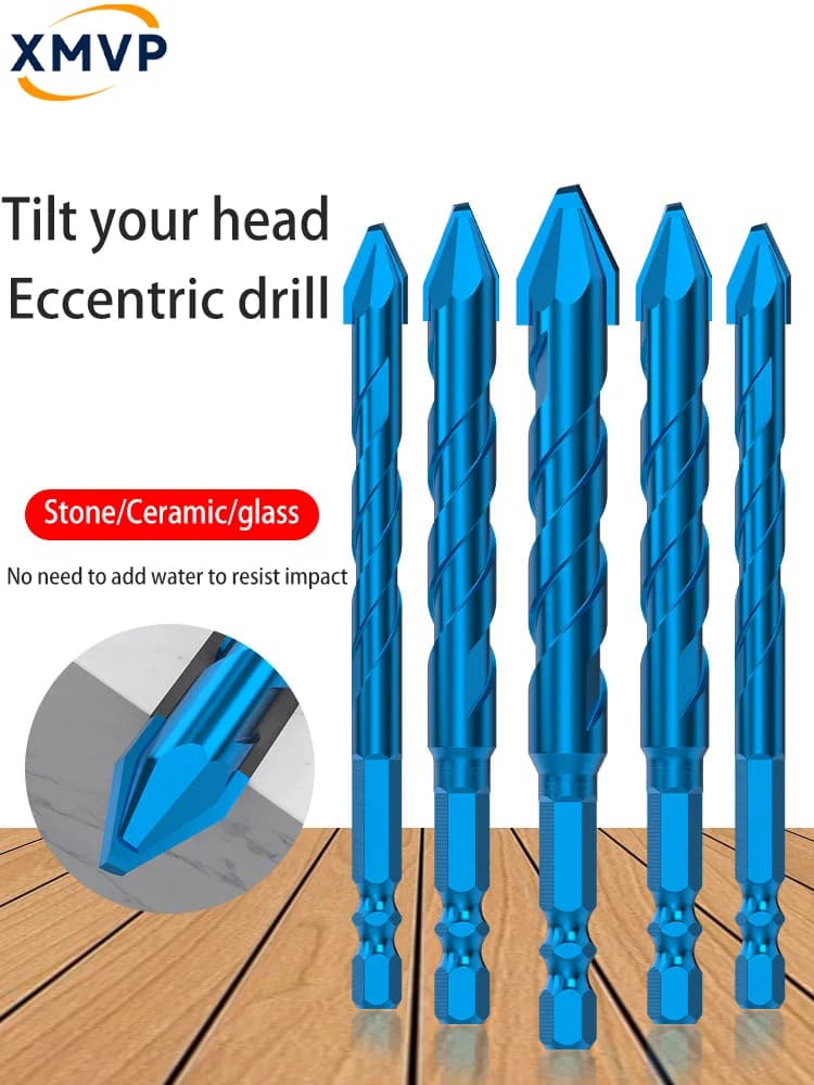 Punta elicoidale superresistente con testa inclinata per foratura di piastrelle, punta triangolare magnetica per piastrelle in ceramica, cemento e pareti in calcestruzzo