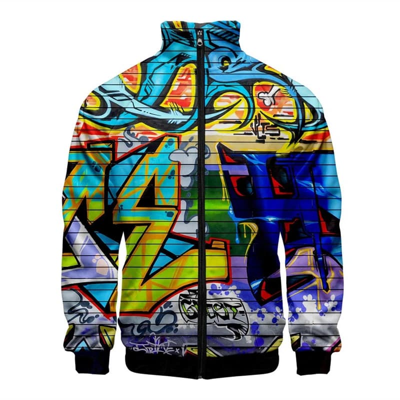 New Funny Graffiti Pattern 3D Jacket uomo donna Harajuku Hip Hop New Style Coat Casual Stand Collar Zipper felpa Top