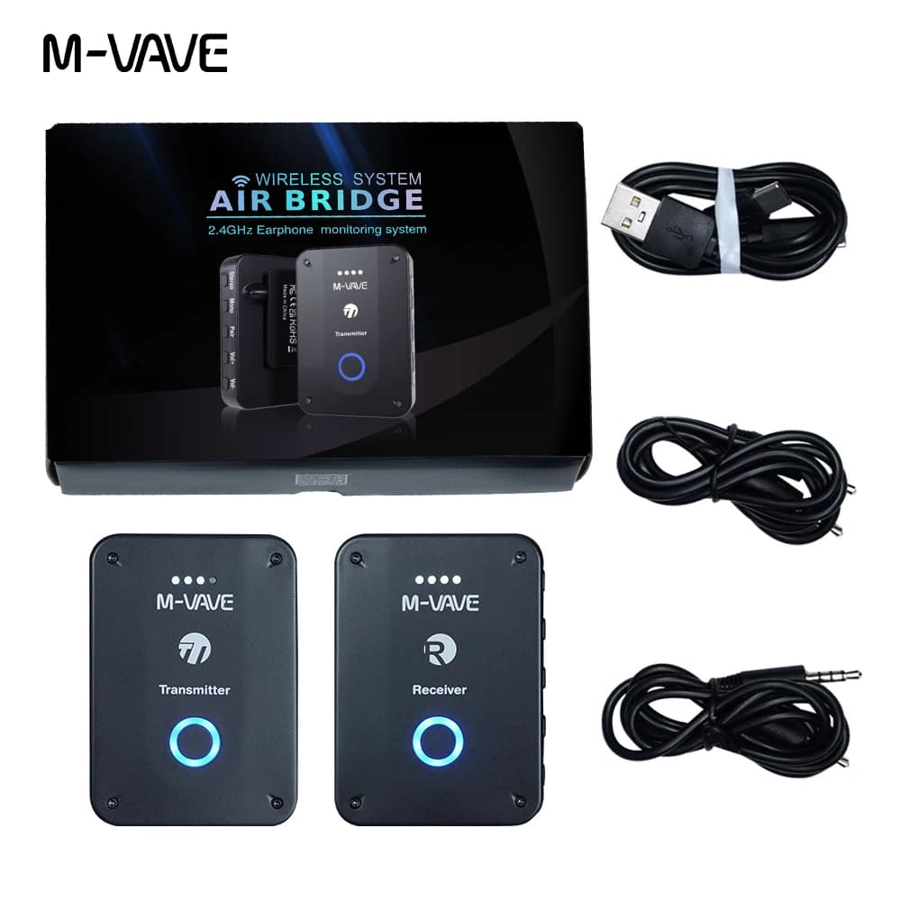 M-VAVE WP-9 Sistema wireless 2.4G Sistema di monitoraggio degli auricolari Trasmettitore ricaricabile Ricevitore Funzione di registrazione mono