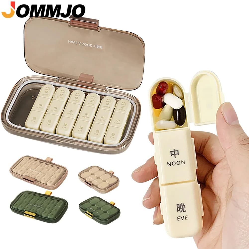 Portapillole Settimanale 7 Giorni, 3 Volte al Giorno, Contenitore Portatile per Vitamine, Olio di Pesce e Medicinali