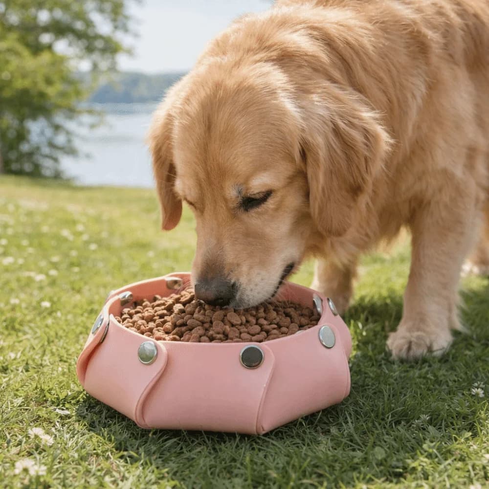 Ciotola Pieghevole in Silicone per Animali Domestici, Ciotola Esagonale Anti-Rovesciamento per Cibo e Acqua, per Cani e Gatti