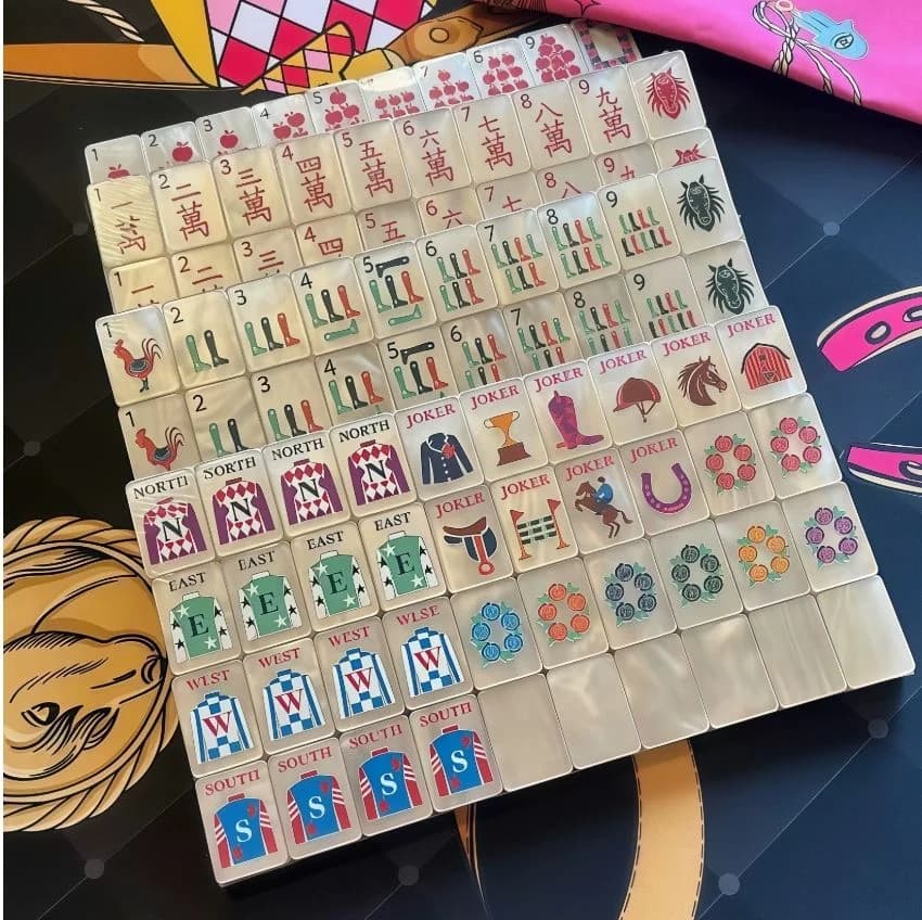 White Mother-of-Pearl Acrylic American Mahjong Tiles, 160 Pieces, Home Gift Set, Crystal Tiles
