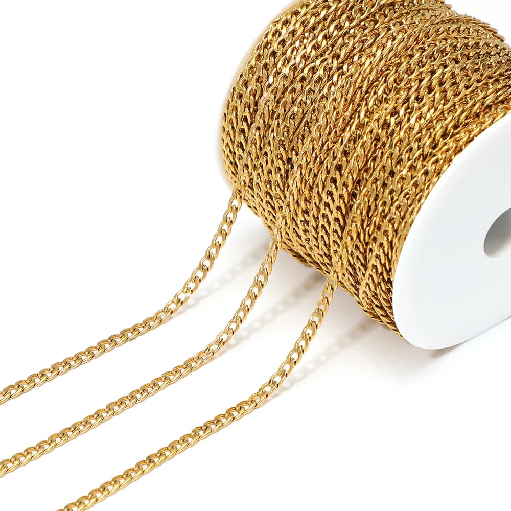 Catene NK in Acciaio Inossidabile da 2 Metri, Resistenti allo Sbiadimento, Catene Cubane Spesse per Creazione di Gioielli Fai-da-Te, Collane, Bracciali e Accessori