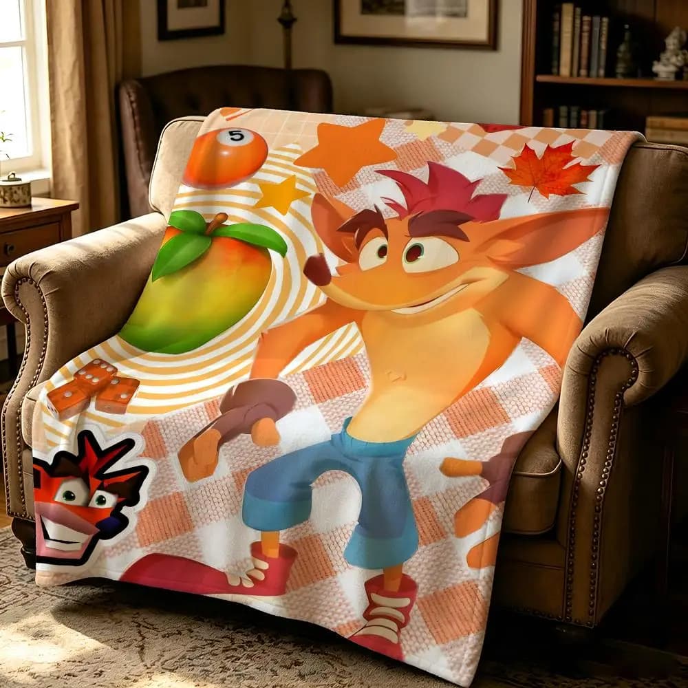 game C-Crash Bandicoot-T Throw Thick Comfort Flannel Quilt, Multi-scene Use Indoor Outdoor Daily Nap