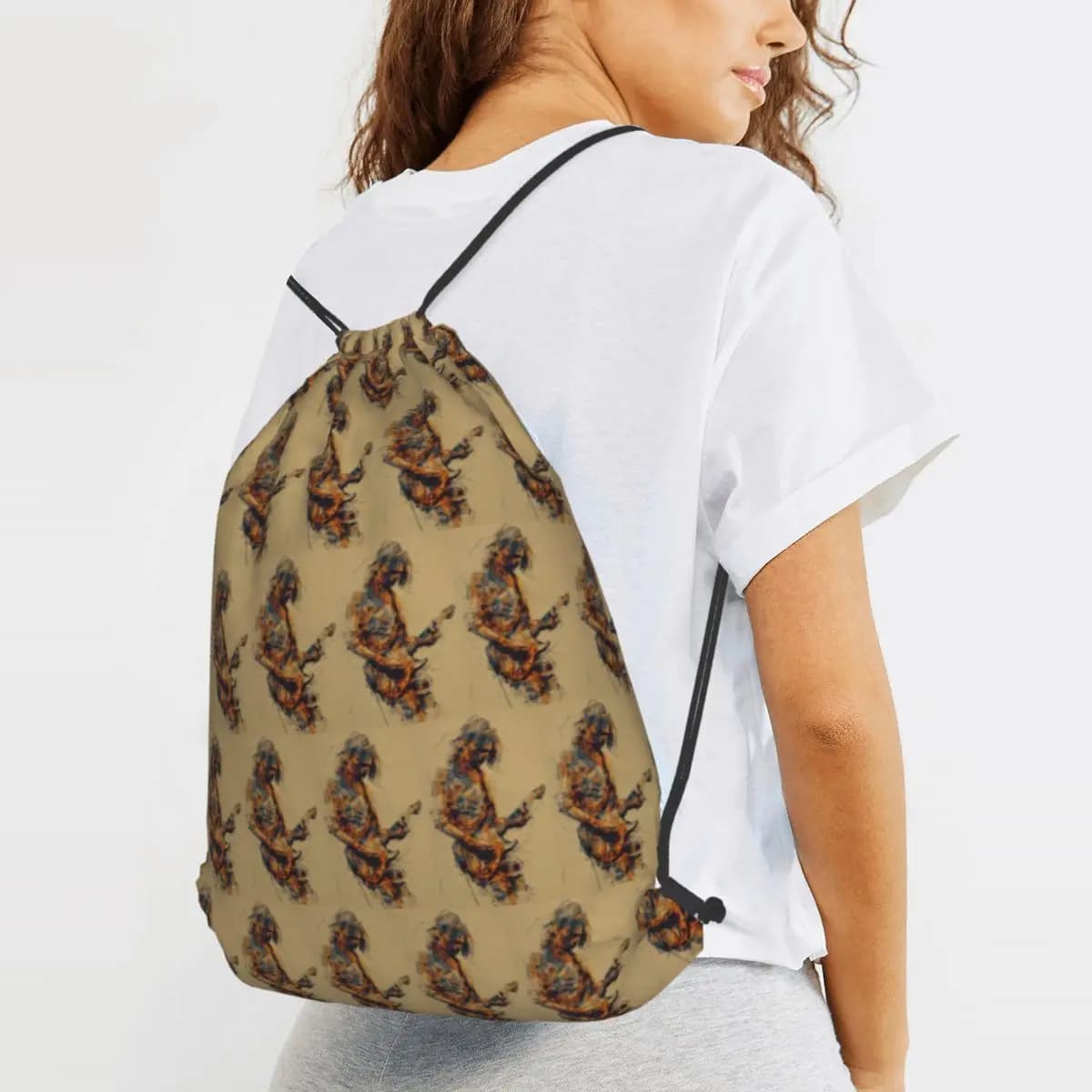 Raw Energy Electric Guitar Solo Sketch Backpacks Portable Drawstring Bags Sundries Bag Book Bags for Travel Students