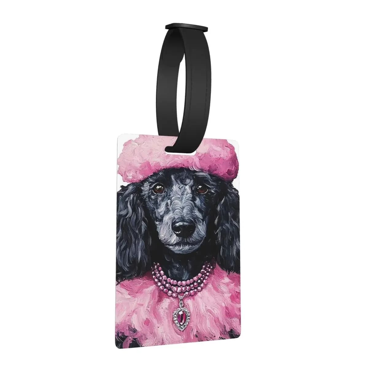 Fancy Pink French Barboncino Dog Pet Ritratto Etichette per bagagli Valigia Bagagli portatili Etichetta d'imbarco Porta etichette ID Nome Indirizzo