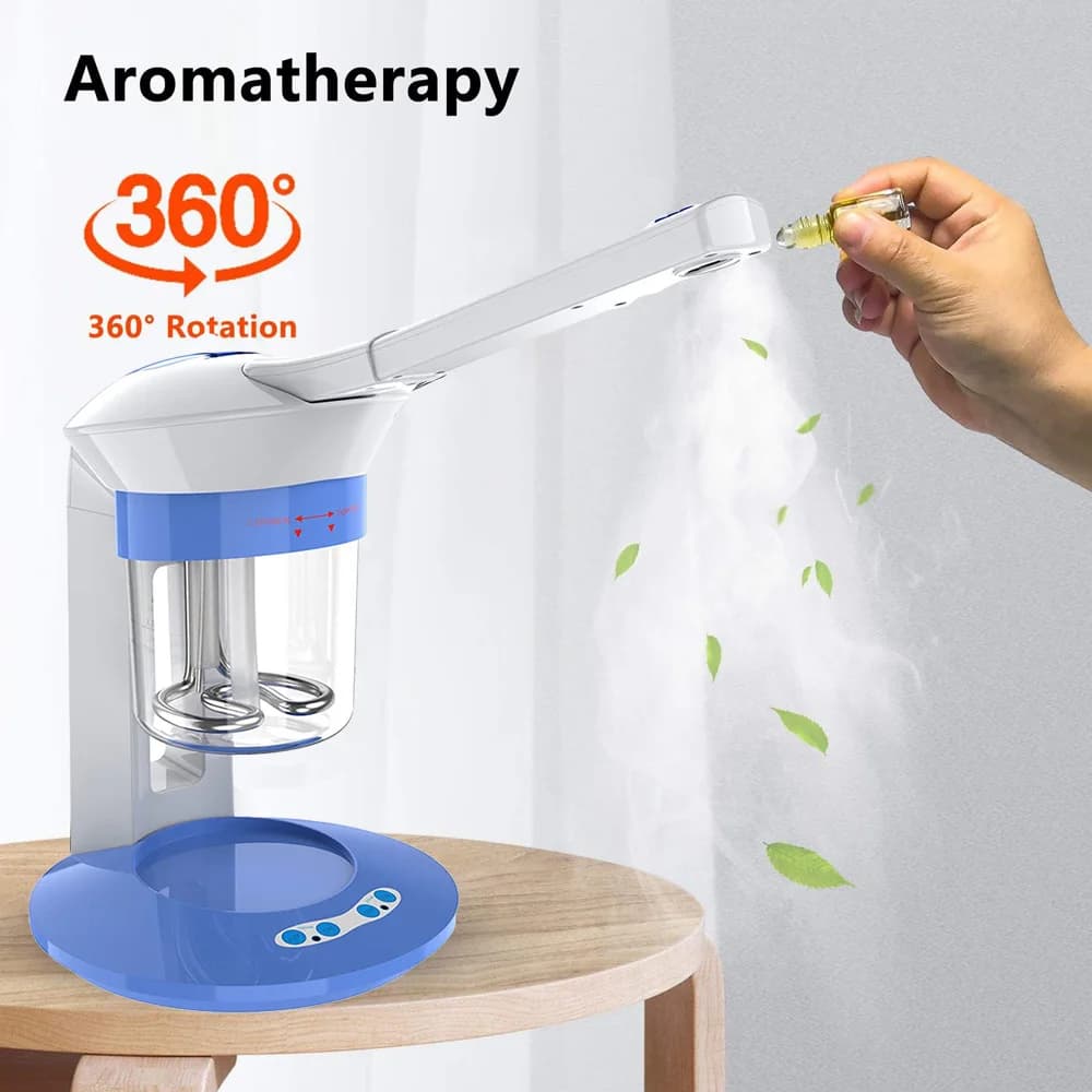 Vaporizzatore Facciale a Ozono, Umidificatore per Viso, Vaporizzatore per Casa e Spa, Aroma Terapeutico, Pulizia Profonda dei Pori, Cura della Pelle
