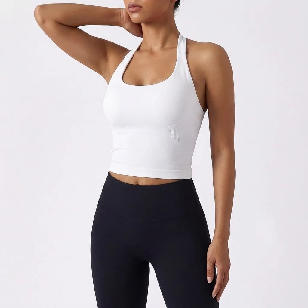 Reggiseno Sportivo da Donna Sexy Senza Cuciture, Top Yoga Traspirante con Collo ad Anello, Ideale per Pilates e Allenamento in Palestra