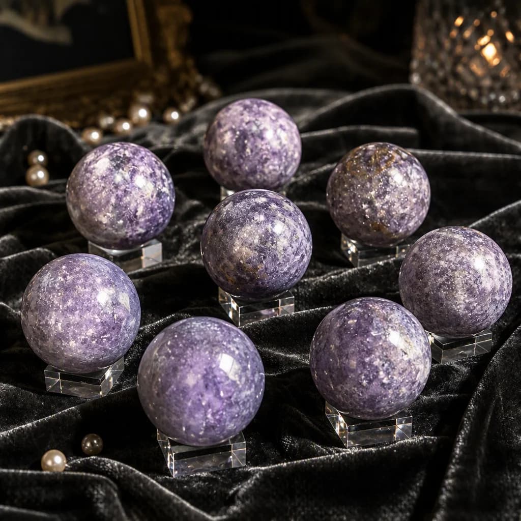 Natural Lepidolite Sphere Polished Lilac Stone Ball Lithium Mica Crystal Healing Meditation Home Decor Feng Shui