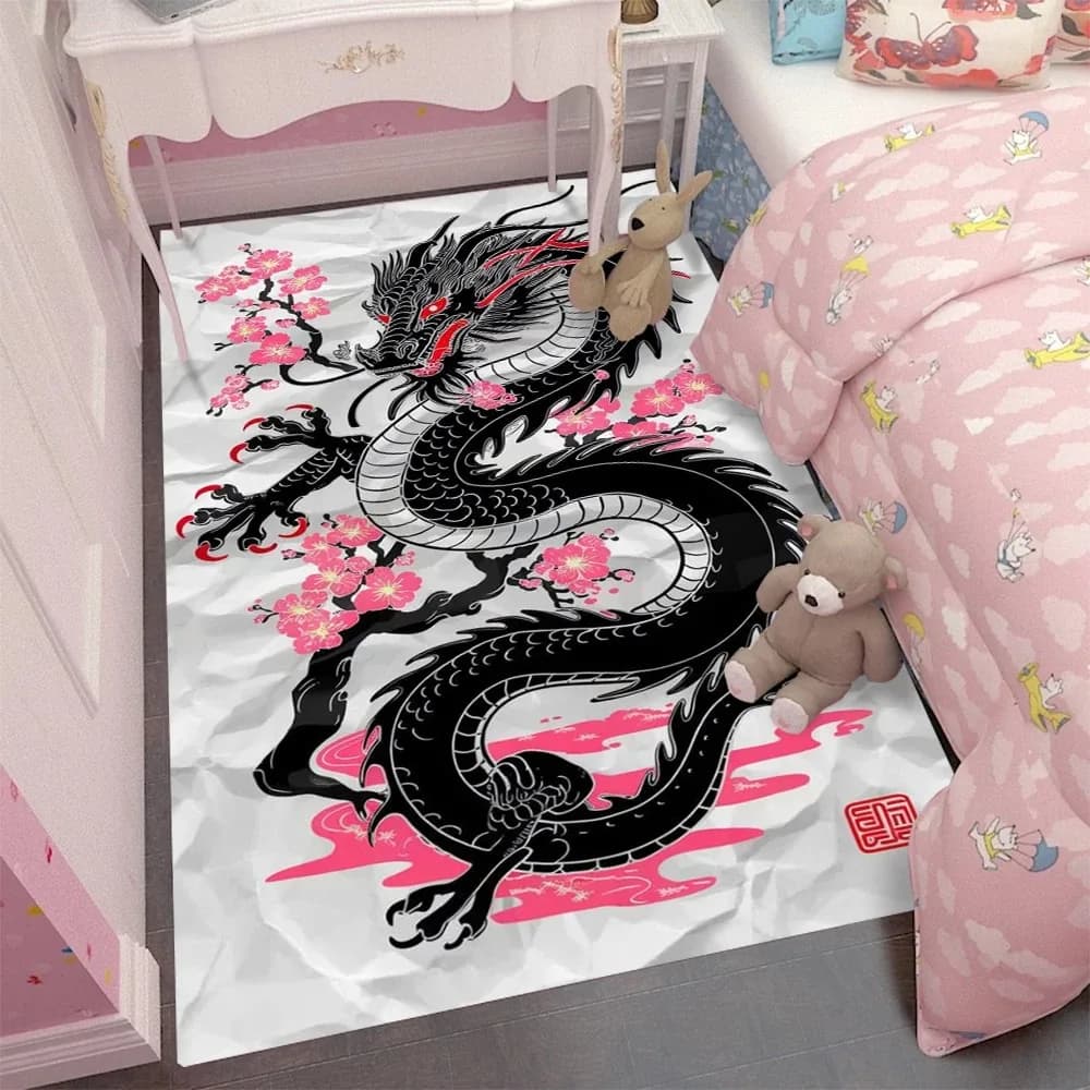 Exquisite Dragon Carpet Cartoon Living Room Bedroom Kitchen Sofa Table Balcony Rug Non-slip Washable Mat Exquisite Ornaments