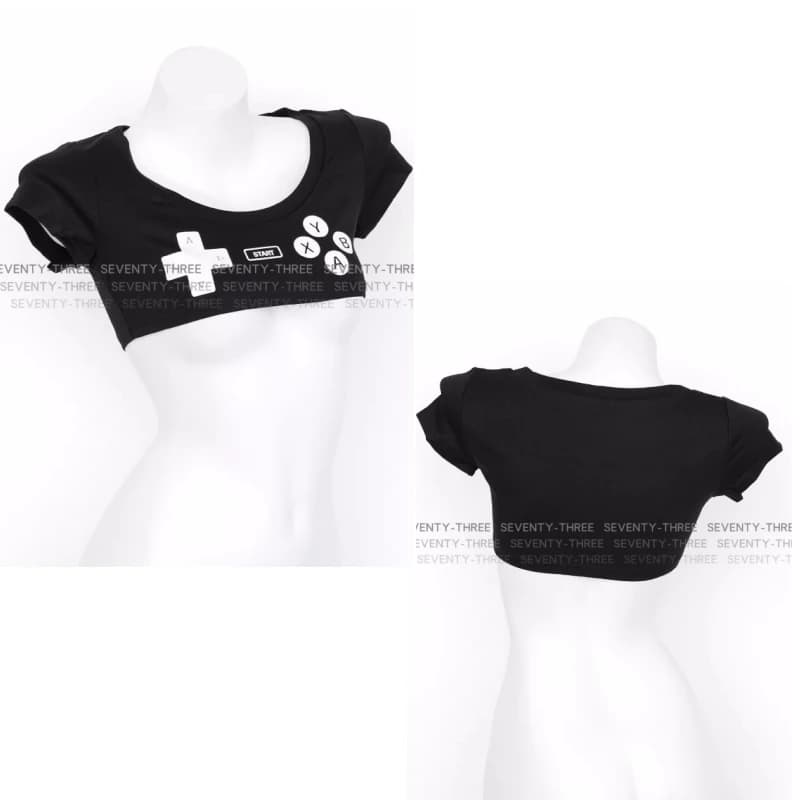 Anime Gamepad stampato maglietta ultracorta donna mini ragazza giapponese top biancheria intima sexy manica corta discoteca giochi di ruolo abiti