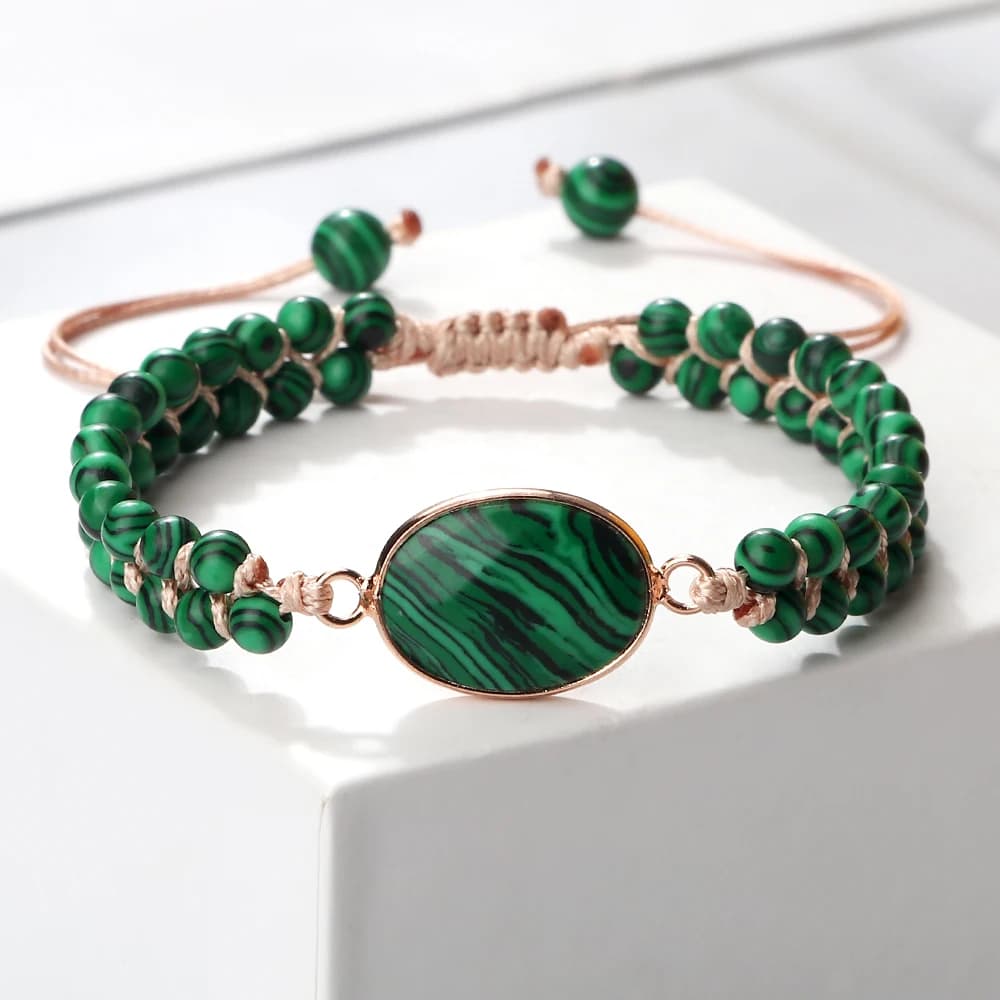 Men Beaded Bracelets Charm Green Malachite Pendant Vintage 4 6 8mm Stone Bracelet Adjustable Bangles \Women Yoga Prayer Jewelry