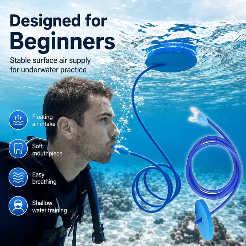 Tubo per snorkeling pieghevole in silicone anti-soffocamento, tubo singolo per nuoto e immersioni