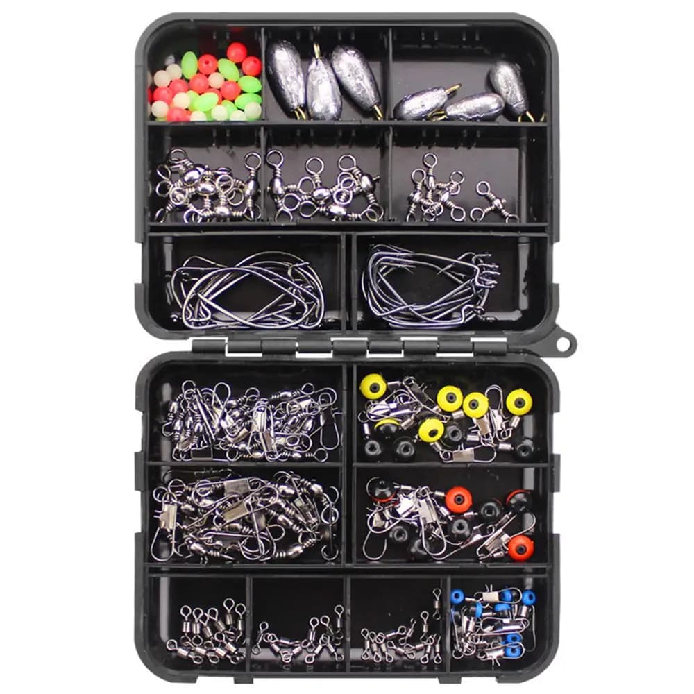 Sinker Weights Outdoor Swivels Jig Hook Sinker Hooks Fishing Tackle Boxes 160pcs Kit Tackle Fishing Tool