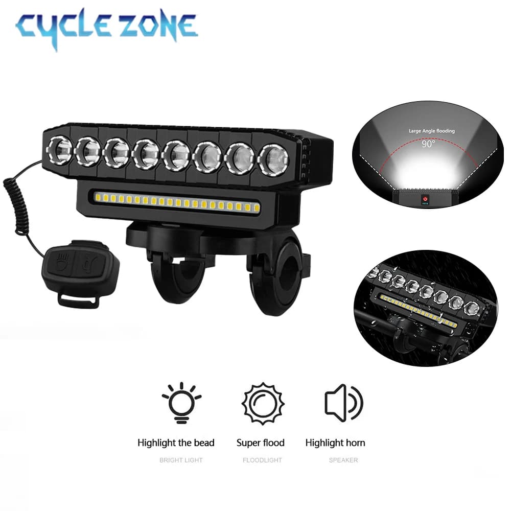 USB 120dB Clacson Rechargeable Bike Front Light for Bike Waterproof 6 Modes Lighting Front Light for Bicycle Bell Easy to Install