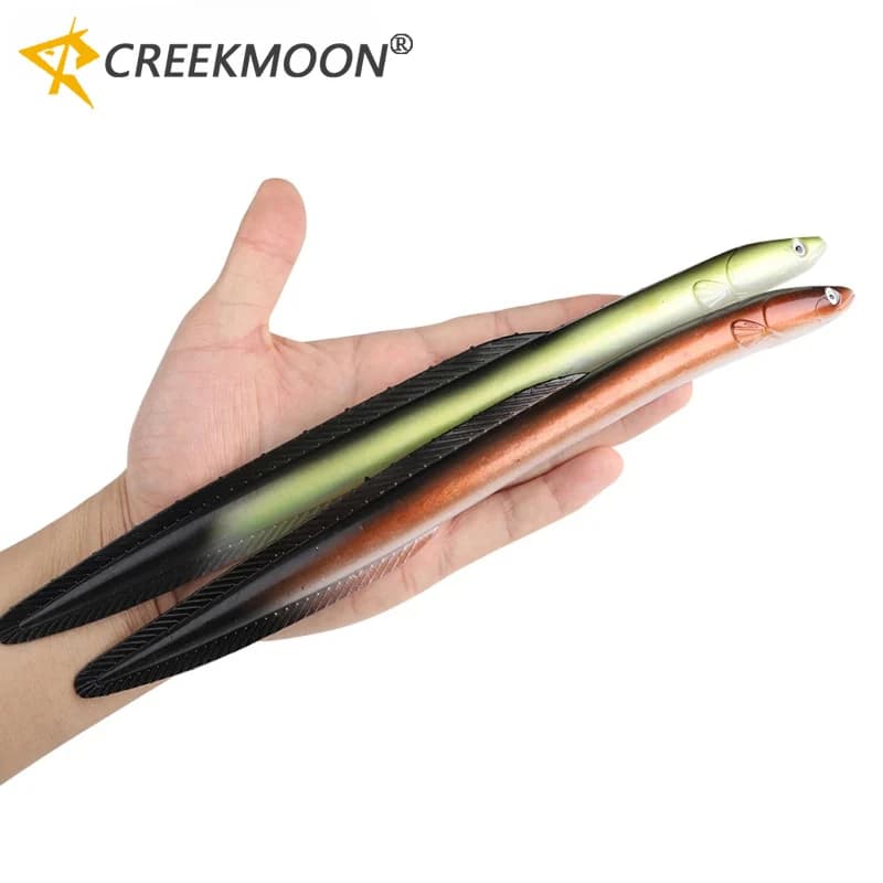 300mm 58g Esca per anguilla da pesca realistica Swimbait Affondamento lento Richiamo morbido lungo per spigola Luccio Minnow Swimbait Affrontare Spigola Luccio Pesce gatto