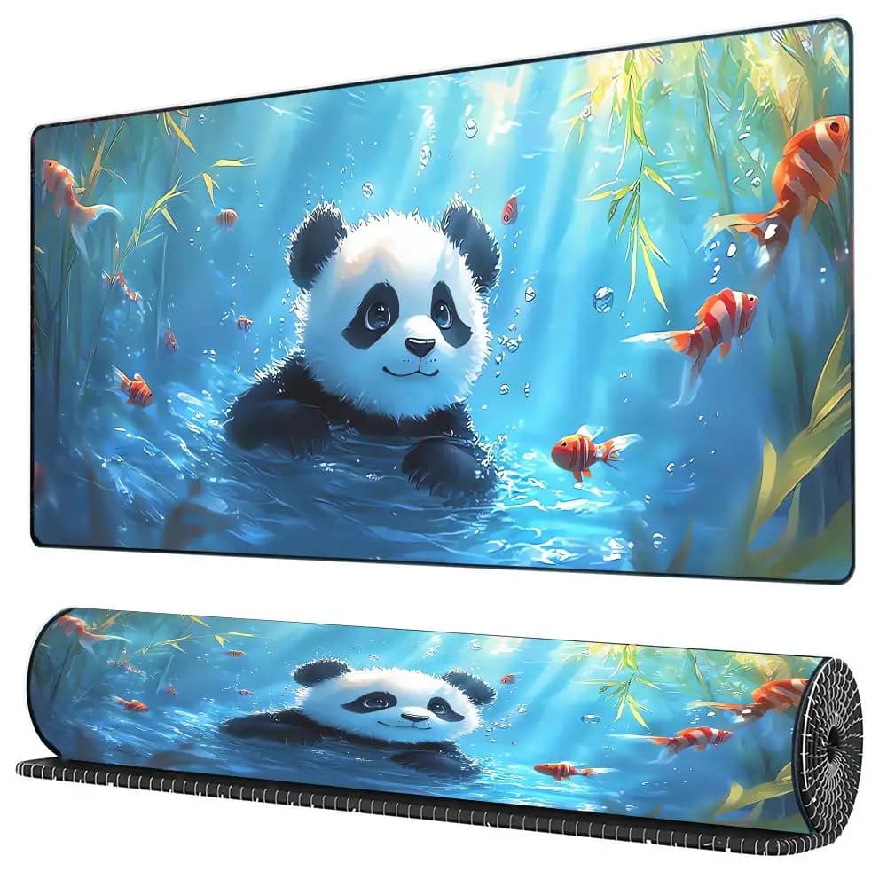 Grande Tappetino per Mouse Kawaii Anime Panda, Tappetini da Tavolo per Computer e Ufficio, Tappetini XXL in Gomma Antiscivolo per Gaming, Tappetini Lunghi per Scrivania