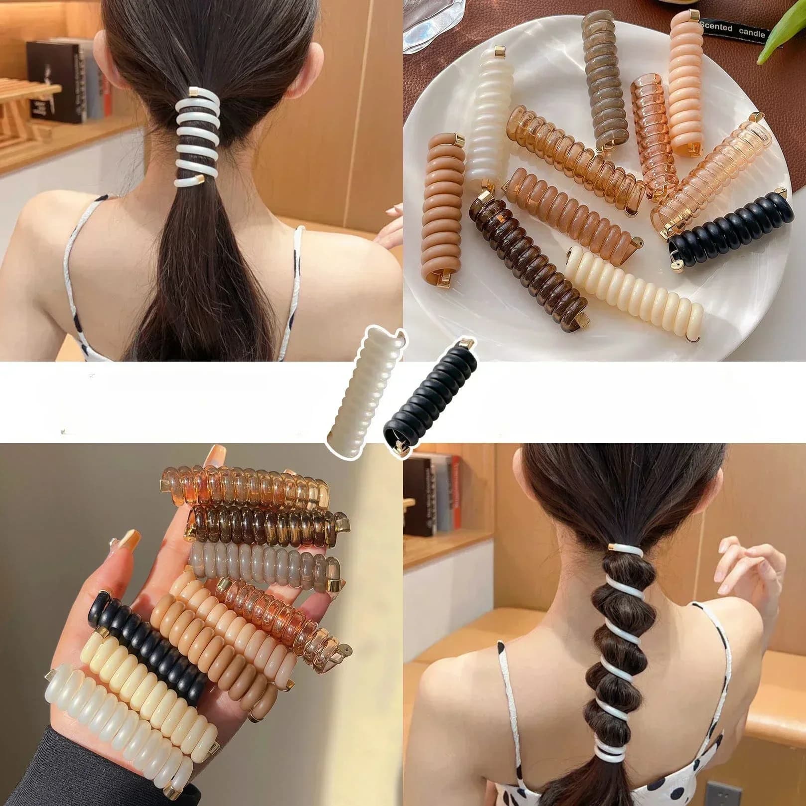 Nuovi elastici a spirale ad alta elasticità per le donne Ragazze Fascette per capelli in filo telefonico Anello per capelli a spirale Fasce per capelli Porta coda di cavallo