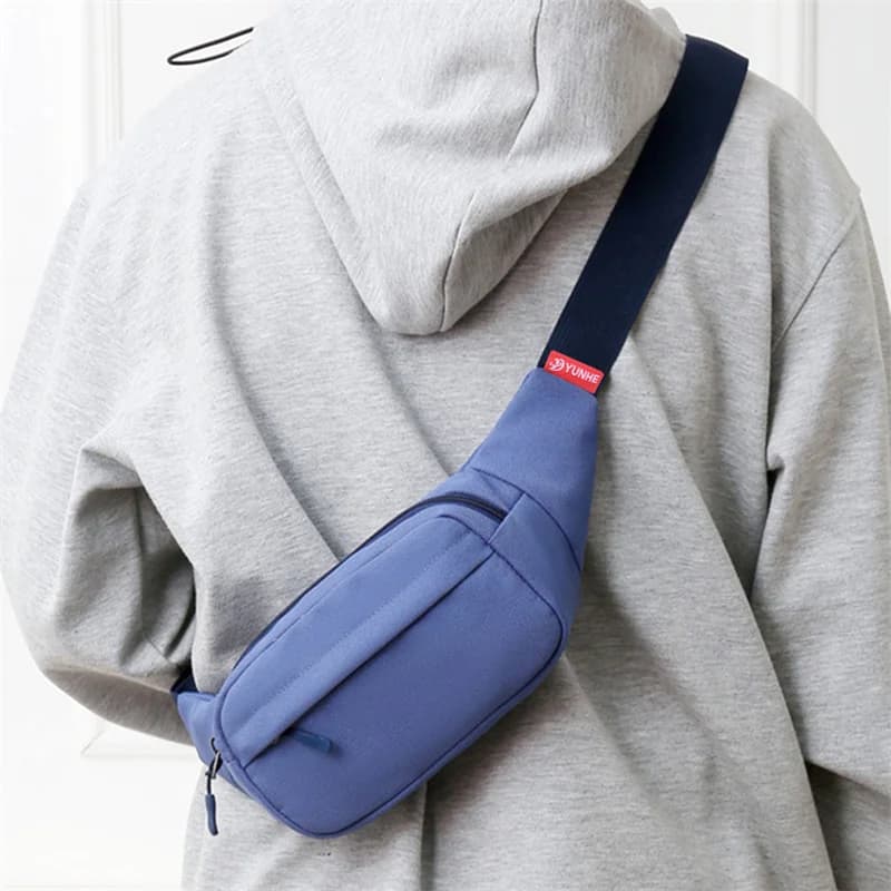Marsupio da uomo e donna in tela, grande, casual, da viaggio, con 3 tasche, per telefono